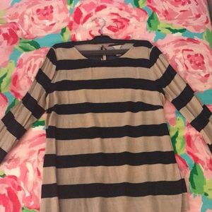 J-crew tan and navy striped blouse